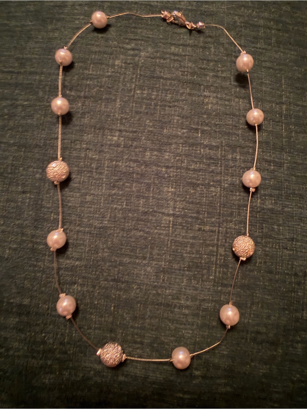 Avon Silver Glitter with Faux Pearl Necklace